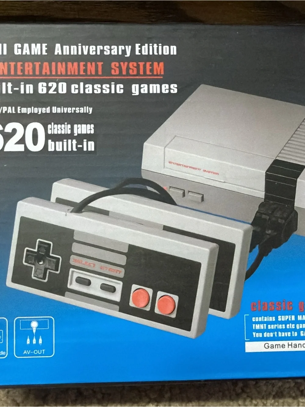 Classic Retro Game Console with Gray & Black Controllers - Unbranded
